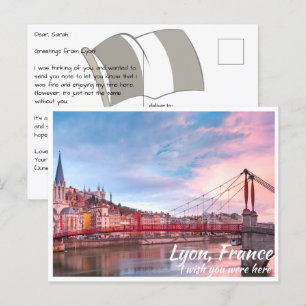 Postal Lyon France con Postcard puente