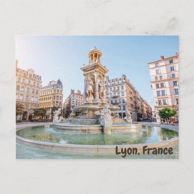 Postal Lyon, Francia Jacobins Square Fountain (Anverso)