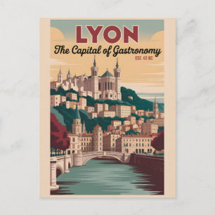 Postal Lyon Francia Paisaje Urbano Retro Viajes