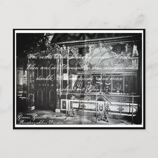 Postal Lyrik Gedicht Juwelenzimmer Dresden Grünes Gewölbe (Anverso)