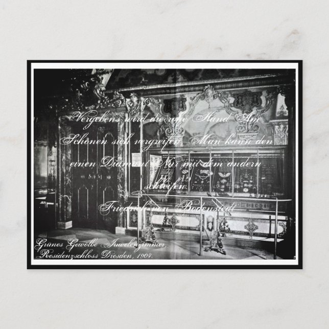 Postal Lyrik Gedicht Juwelenzimmer Dresden Grünes Gewölbe (Anverso)