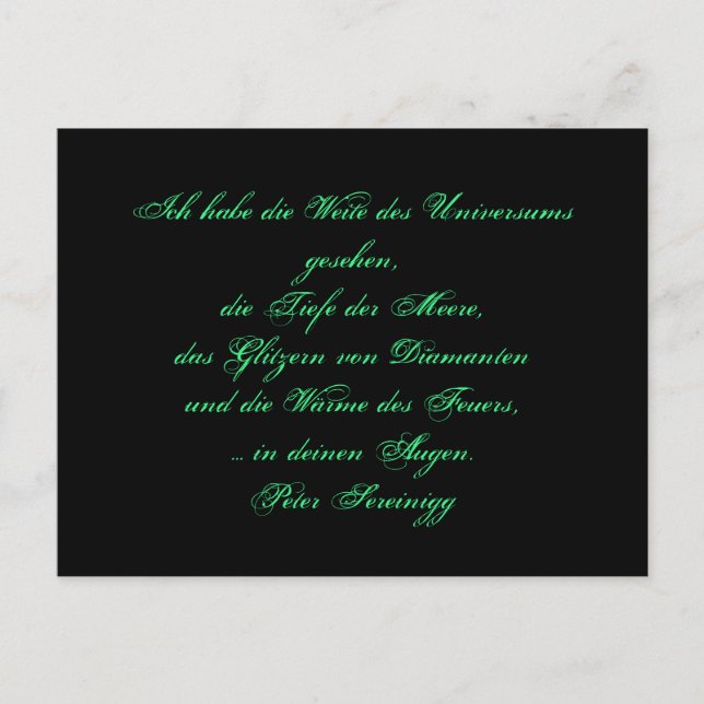 Postal Lyrik Gedicht Liebe – Love poem – Peter Sereinigg (Anverso)