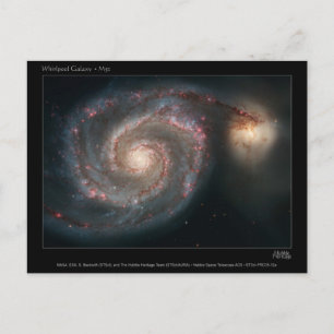 Postal M51 Whirlpool y galaxias del compañero