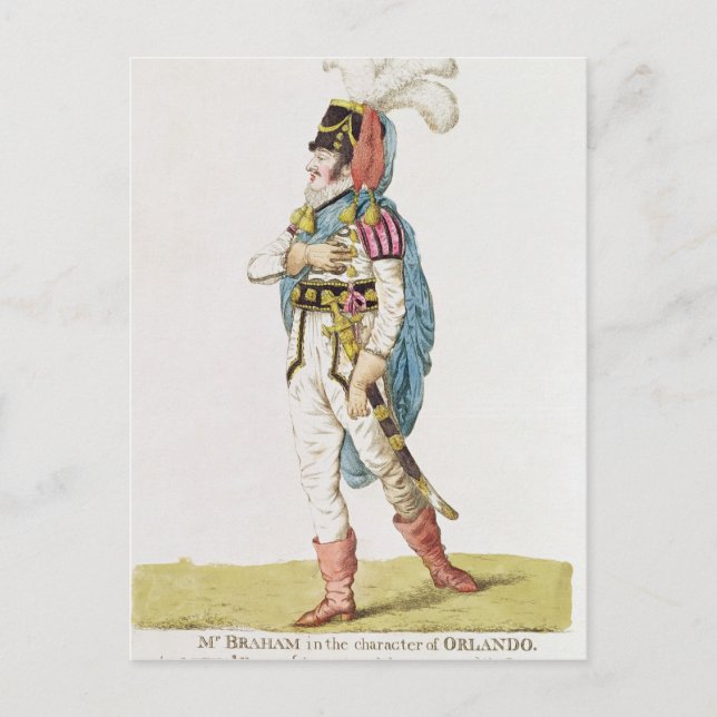 Postal M.John Braham, el personaje de Orlando, 1802 (Anverso)