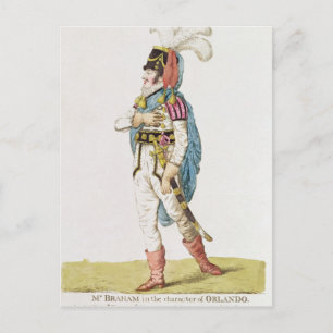 Postal M.John Braham, el personaje de Orlando, 1802