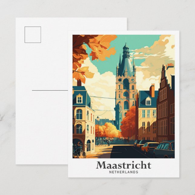 Postal Maastricht Países Bajos Ilustracion de Viajes Vint (Anverso / Reverso)