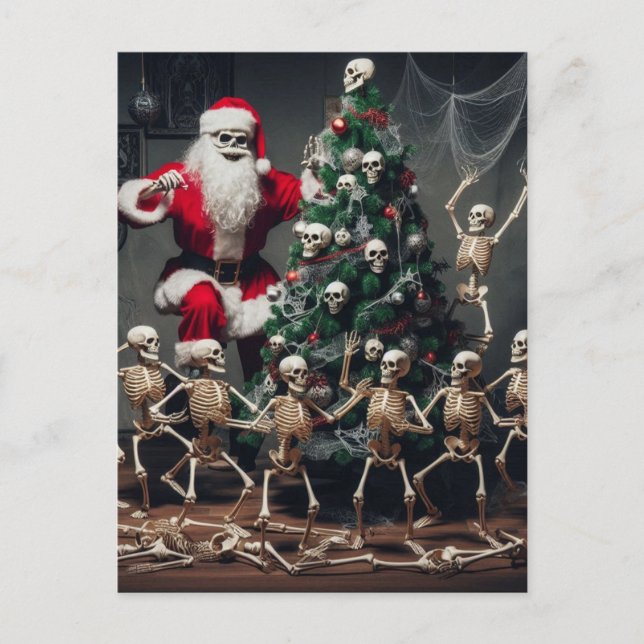 Postal Macabre Skeleton Santa Festive Dancing Skeleton (Anverso)