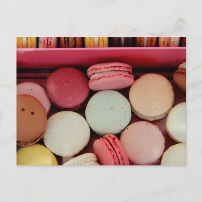 Postal Macarones de diferentes colores (Anverso)