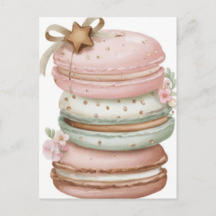 Postal Macarones de Navidad pastel festivos y elegantes