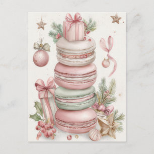 Postal Macarones de Navidad pastel festivos y elegantes