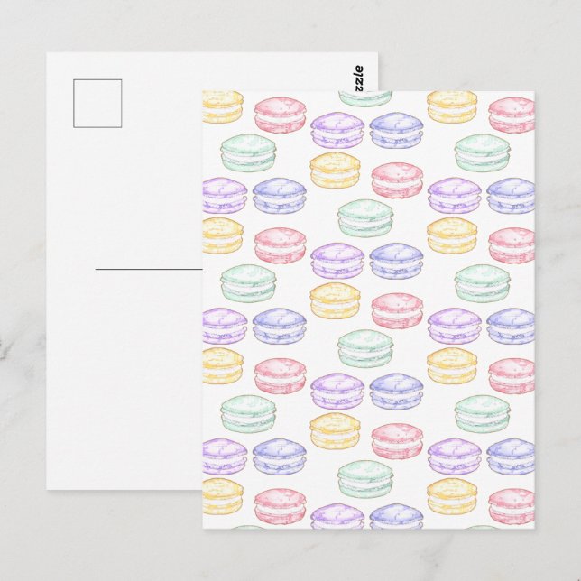 Postal Macarones franceses de color de agua (Anverso / Reverso)