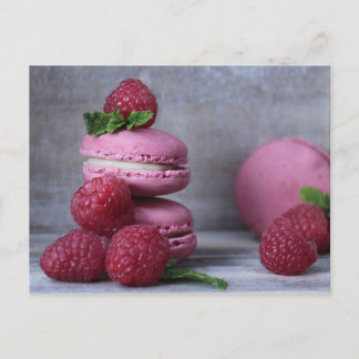 Postal Macarones y frambuesas