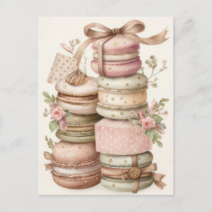 Postal Macarons de Navidad pastel festivos y elegantes