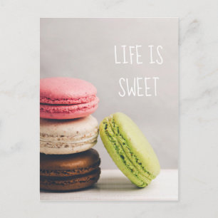 Postal Macarons franceses en tonos pastel