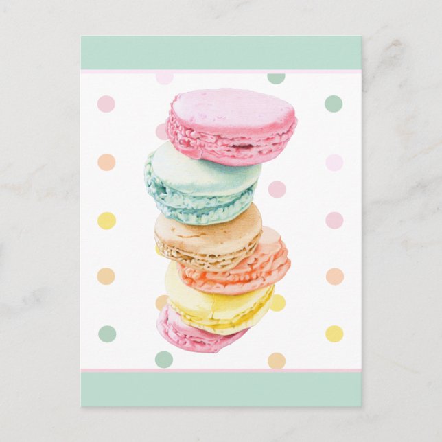 Postal Macarons puntos Postcard (Anverso)