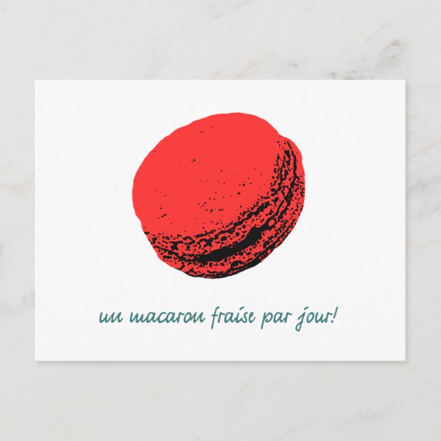 Postal macaroon de fresa (Anverso)