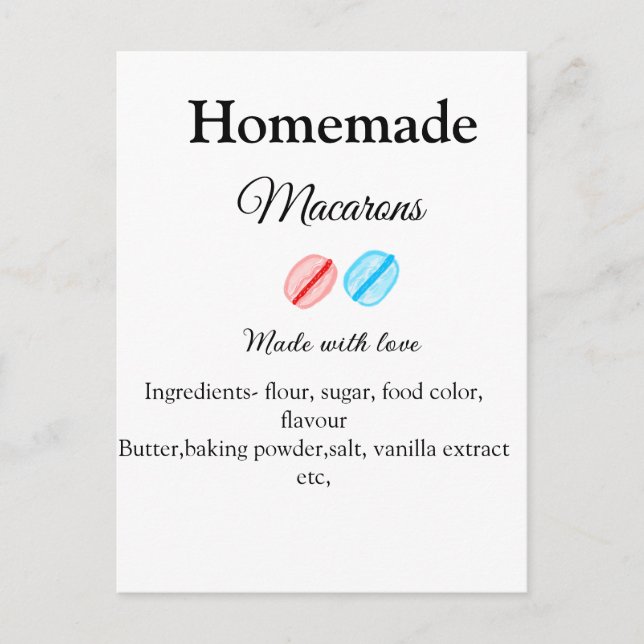 Postal macarrones caseros añadir ingredientes hechos con  (Anverso)