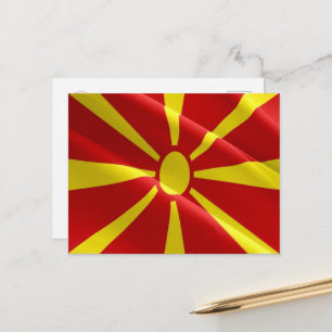 Postal Macedonia - Bandera ondeando de Macedonia -