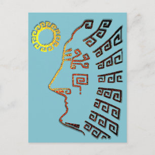 Postal Machu Picchu Cusco Perú en azul claro