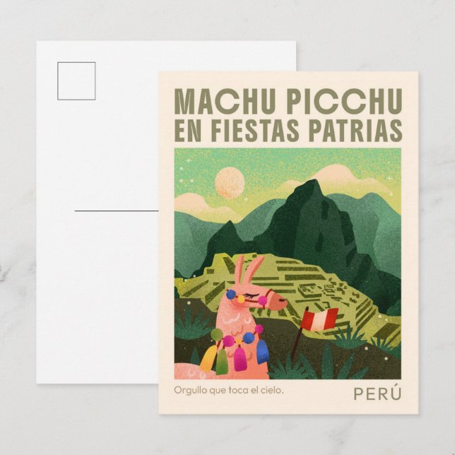 Postal Machu Picchu Perú Arte Viajes Antiguos (Anverso / Reverso)