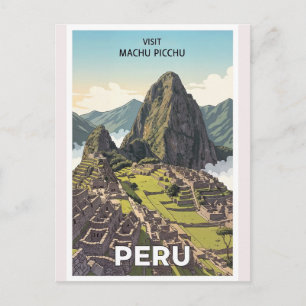 Postal Machu Picchu Perú Vintage Retro Viajes