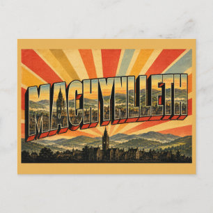 Postal Machynlleth Wales Arte de Viaje Vintage
