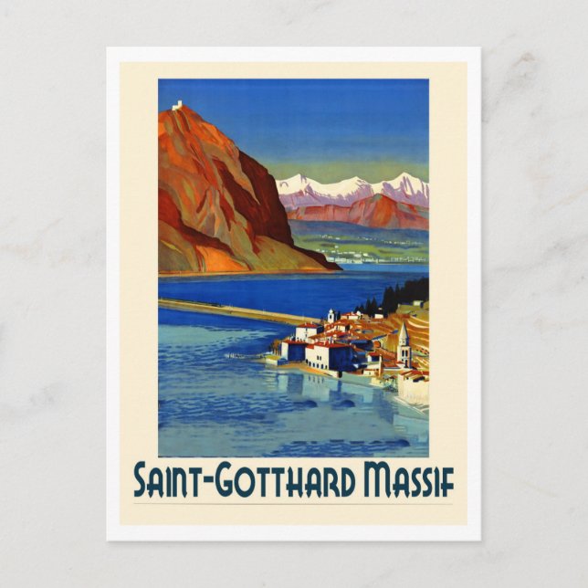 Postal Macizo de San Gotthard, Retro de Viajes (Anverso)