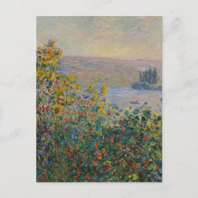 Postal Macizos de flores en Vétheuil Monet (Anverso)