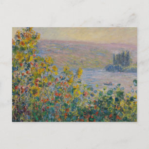 Postal Macizos de flores en Vétheuil, paisaje impresionis