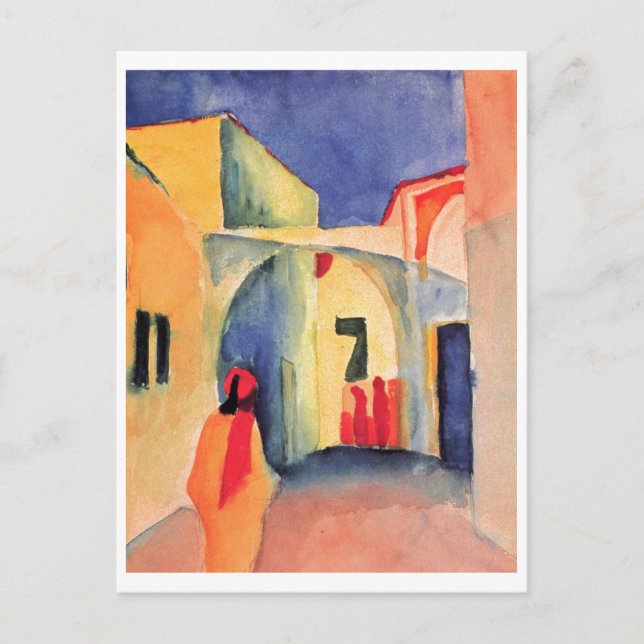 Postal Macke De Agosto - Vista A La acuarela De Un Lane 1 (Anverso)