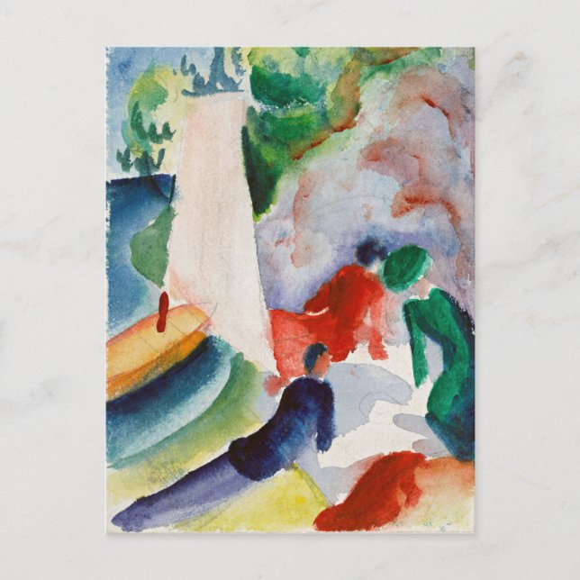 Postal Macke - Picnic en la playa (Anverso)