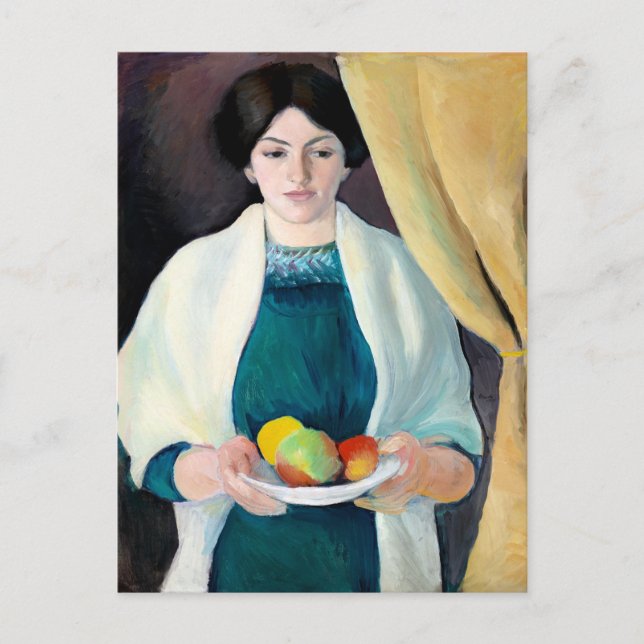 Postal Macke - Retrato de la esposa del artista, (Anverso)