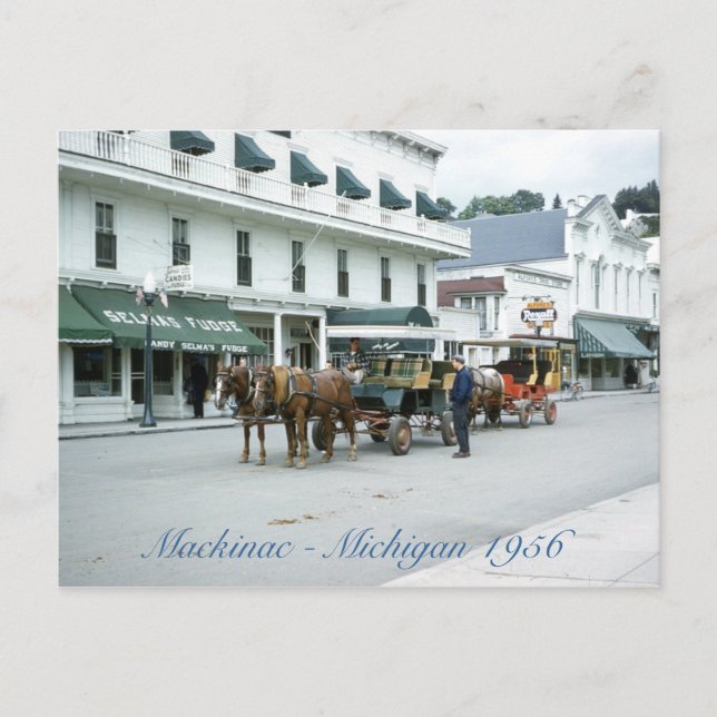 Postal Mackinac Island 1956 Michigan Fudge Shop (Anverso)