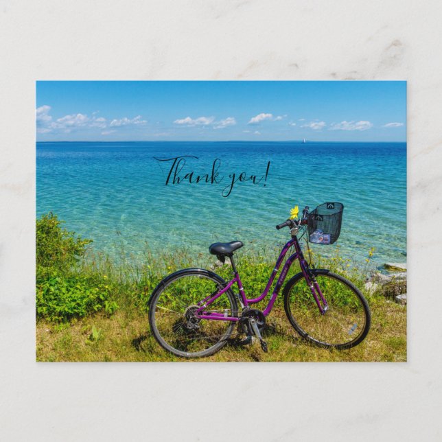 Postal Mackinac Island Bike Gracias Postcard (Anverso)