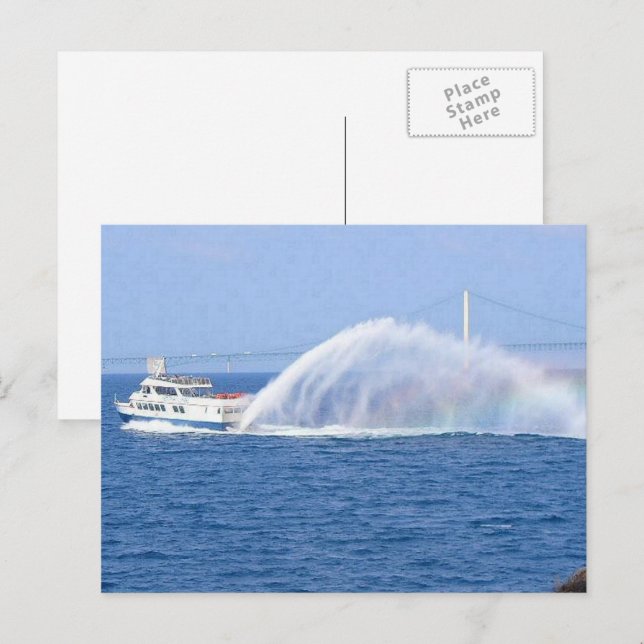Postal Mackinac Island Ferry & Rainbow, Michigan, Estados (Anverso / Reverso)