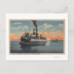Postal Mackinac, MI - Vista de Sainte Marie Steamer
