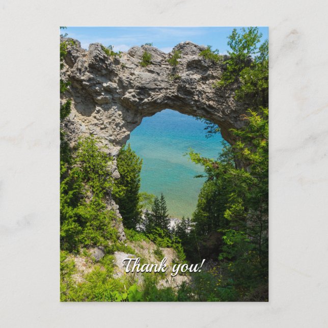 Postal Mackinacs Arch Rock Gracias Postcard (Anverso)