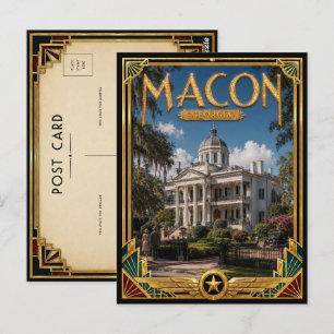 Postal Macon Georgia Arte Deco Vintage Edad Dorada