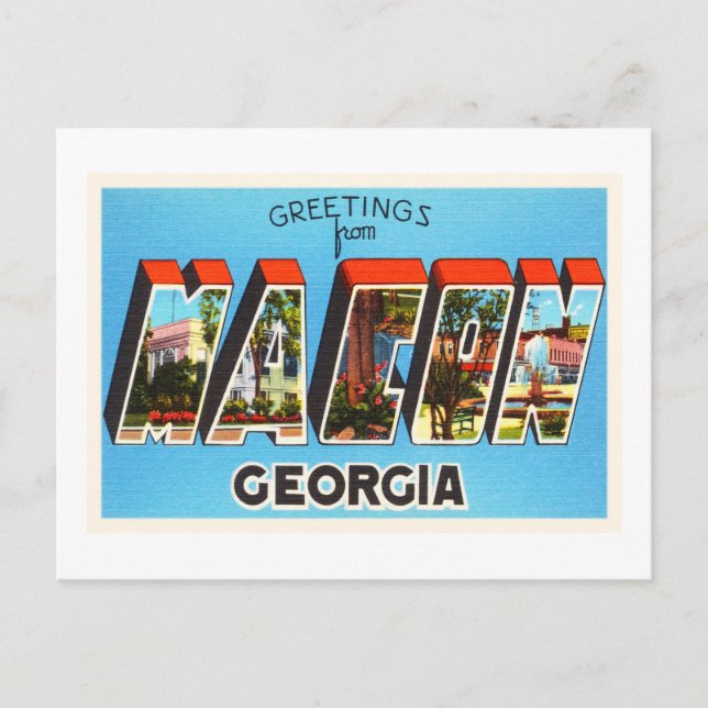 Postal Macon Georgia GA Antiguo recuerdo de viajes de épo (Anverso)