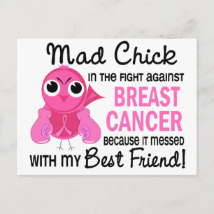 Postal Mad Chick 2 Mejor Amigo Cáncer De Mama