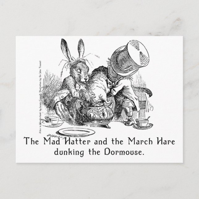 Postal Mad Hatter y March Hare Dunking the Dormouse (Anverso)