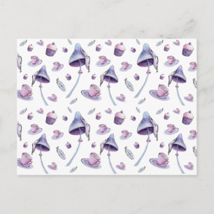 Postal Mad Tea Fiesta color rosa y azul