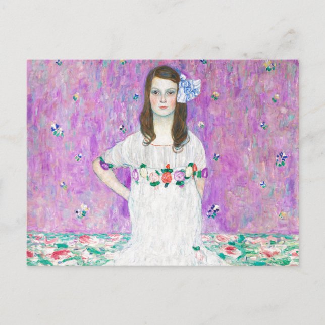 Postal Mada Primavesi por Gustav Klimt pintando obras (Anverso)