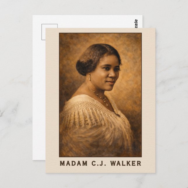 Postal Madam C.J. Walker Portrait Art (Anverso / Reverso)