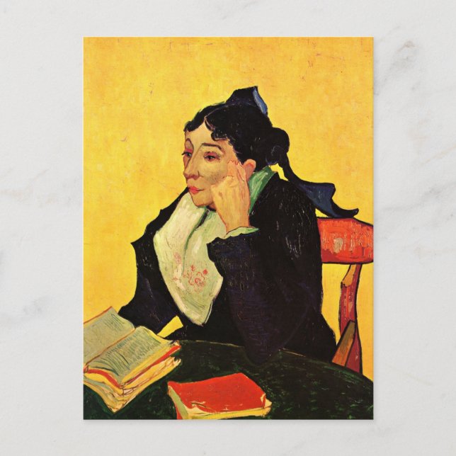 Postal Madame Ginoux con libros de Vincent van Gogh (Anverso)