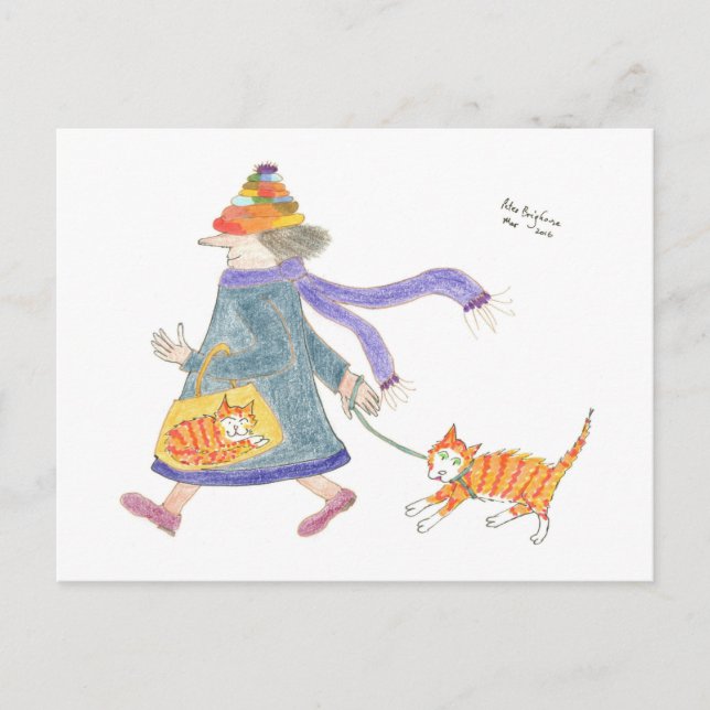 Postal MadCatWoman va a hacer compras (Anverso)