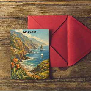 Postal Madeira Portugal Acantilados Costeros Viaje Antigu