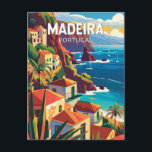 Postal Madeira Portugal Viaje de arte<br><div class="desc">Diseño de viaje vector retro Madeira. Madeira,  una región autónoma de Portugal,  es un archipiélago compuesto por 4 islas frente a la costa noroeste de África. Es conocida por su vino homónimo y su clima subtropical cálido.</div>