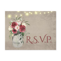 Madera de época y luces Jar Burgundy Floral RSVP