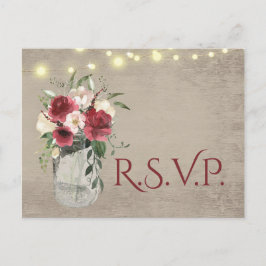 Postal Madera de época y luces Jar Burgundy Floral RSVP